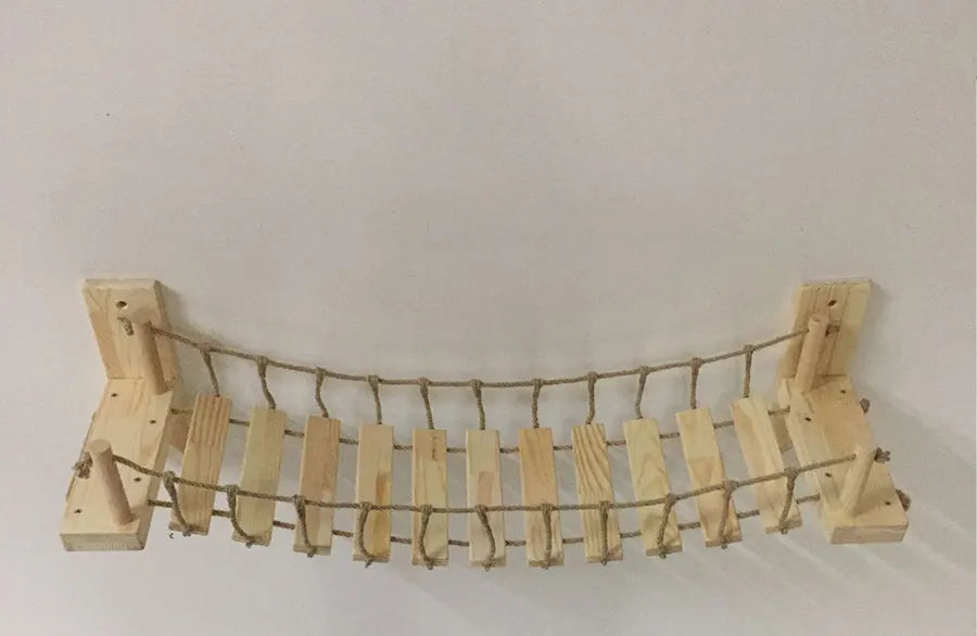 Wall Mounted Cat Bridge Pet Cat Tree House Bed Hammock Sisal Cat Ladder Step Scratcher Post Cat Climbing Frame Furniture Cat Toy