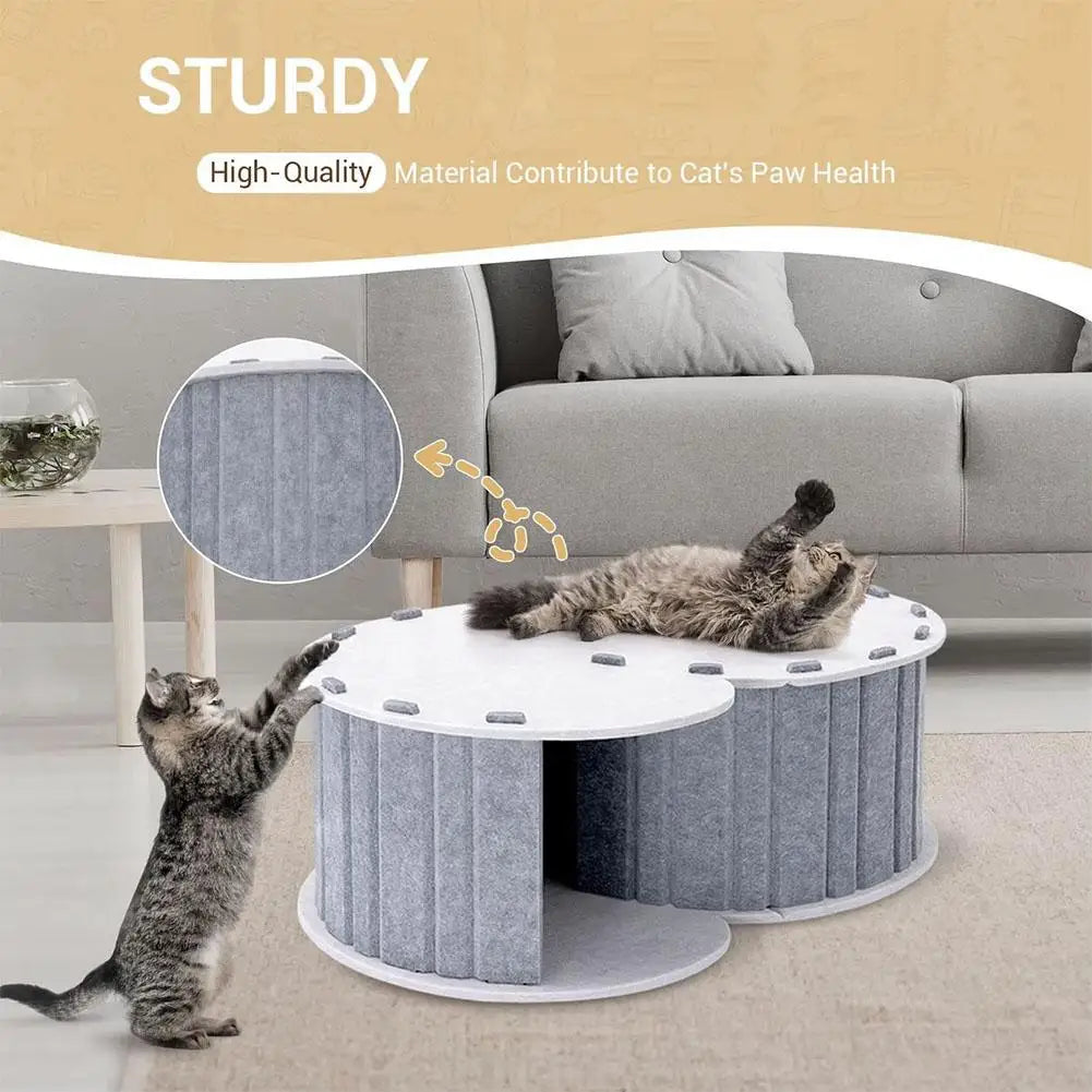 Cozy Semi-Enclosed Cat Nest Hiding Cave with Pet Tunnel, Four Seasons Universal, Wear-Resistant & Durable, Interactive Foldable