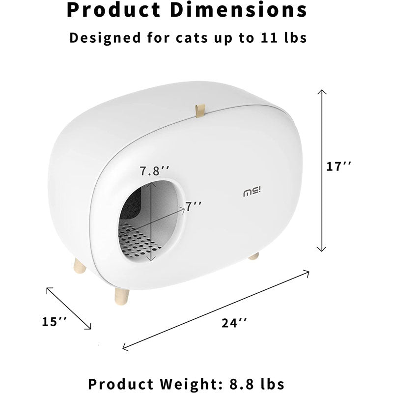 Cat Litter Box Fully-Enclosed Large Space Litter Box with Lid Prevent Sand Leakage  Isolate Odors Design for cat under 11 pounds