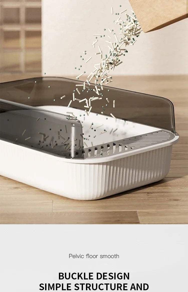 Large Capacity Cat Litter Box Semi-closed Plastic Sand Box for Cats Pet Toilet Anti Splash Cat Tray Bedpan Pet Supplies