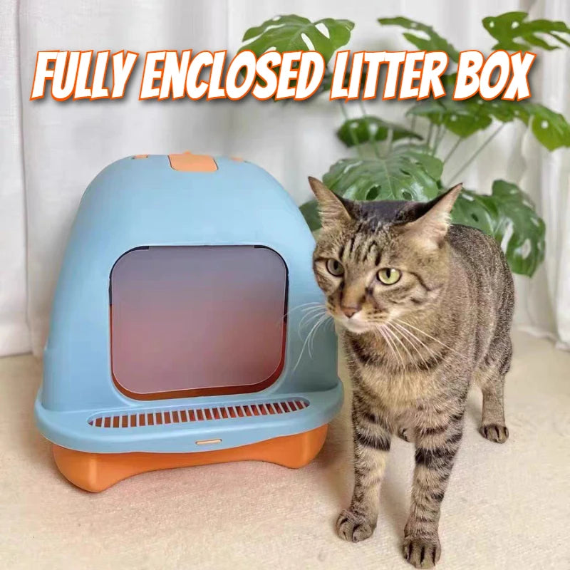 Fully Enclosed Cat Litter Box Large Cat Litter Box Anti-Splashing and Deodorizing Toilet Pet Supplies