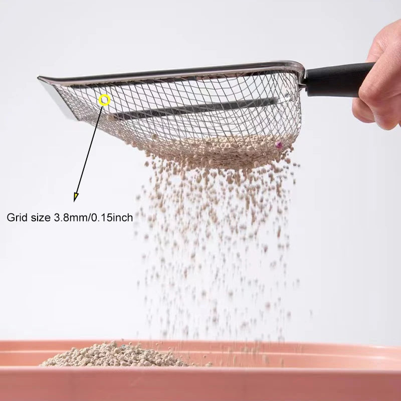 Durable Stainless Steel Litter Scooper - Ergonomic and Easy to Clean for Cats & Dogs, Heavy-Duty & Sleek Design