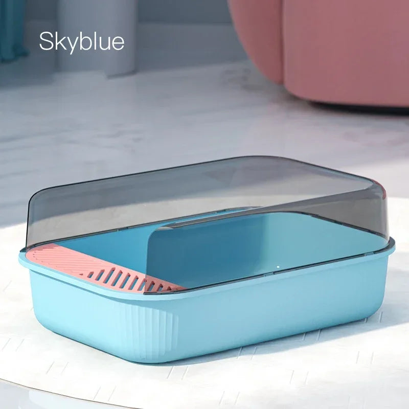 Large Capacity Cat Litter Box Semi-closed Plastic Sand Box for Cats Pet Toilet Anti Splash Cat Tray Bedpan Pet Supplies