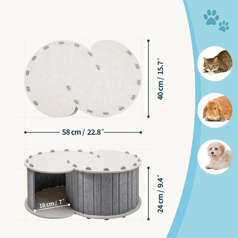 Cozy Semi-Enclosed Cat Nest Hiding Cave with Pet Tunnel, Four Seasons Universal, Wear-Resistant & Durable, Interactive Foldable