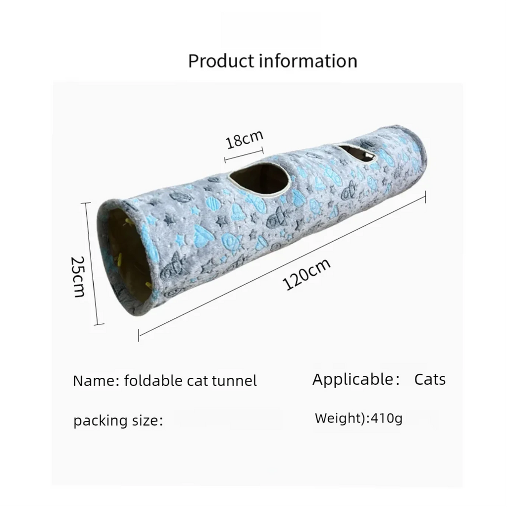New straight tube luminous cat tunnel cat tent cat toy foldable cat tunnel
