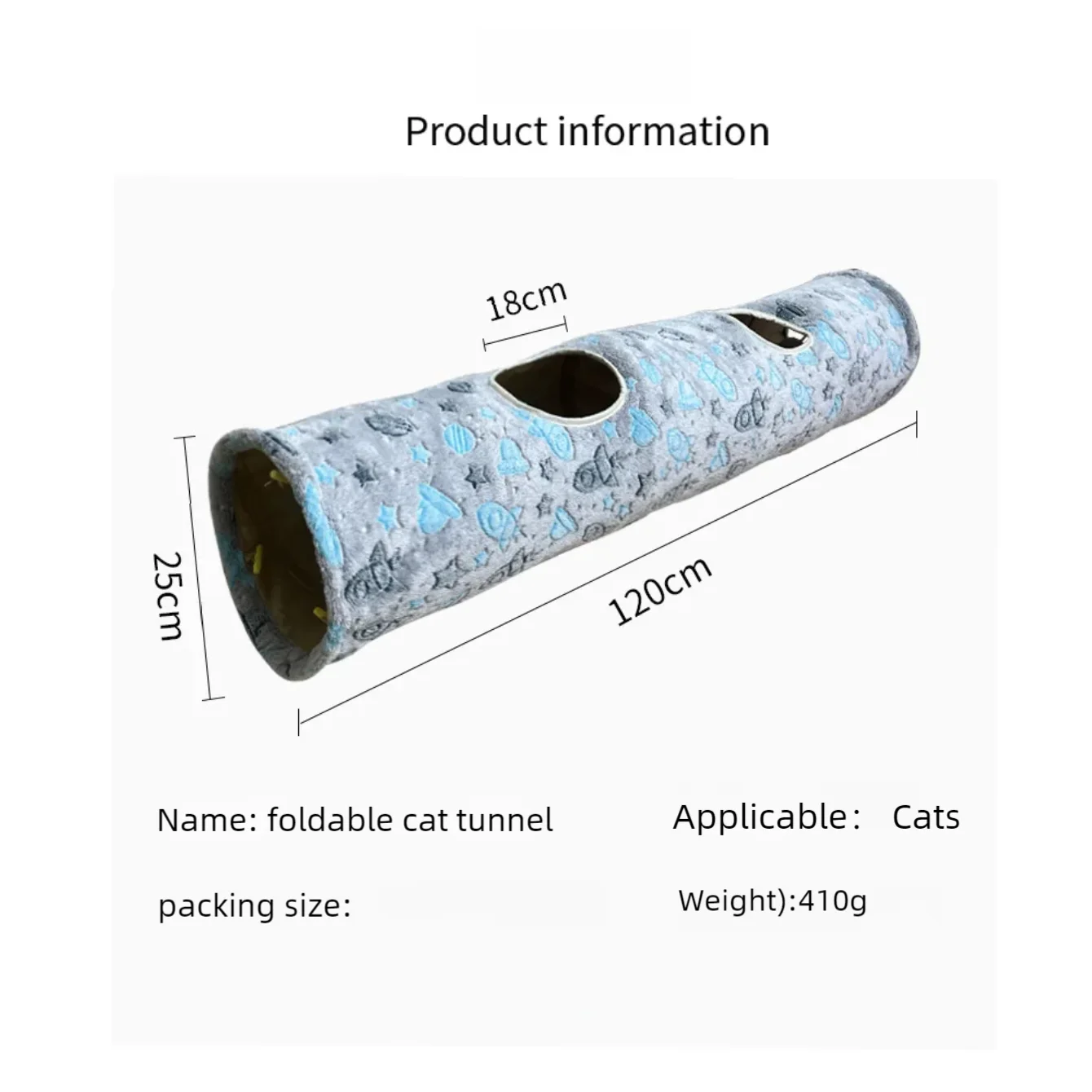 New straight tube luminous cat tunnel cat tent cat toy foldable cat tunnel