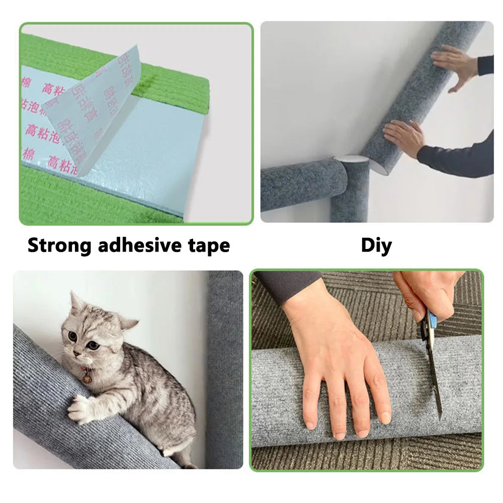 7 Color Cats Scratching Board Wall Mounted Cats Tree Self-Adhesive Cats Scratching Post Wall Cats Toy Climbing Ladder Wall Decal