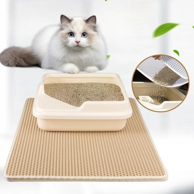 Waterproof Double Layer Cat Litter Mat Cat Litter Box Mat Cats Sand Removal Pad Bed Mat Pet Clean Pad Cat Accessories 5 Sizes