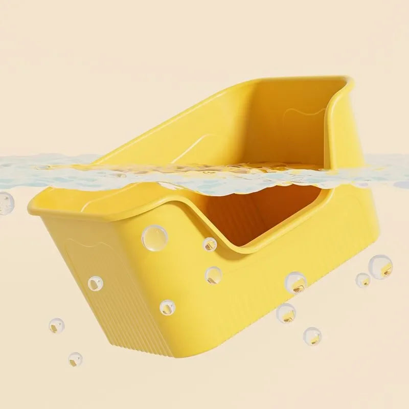 Large Capacity Cat Litter Box Semi-Closed Anti-Splash Design with Sand Leakage Board Easy Clean Pet Toilet for Multi-Cat Homes