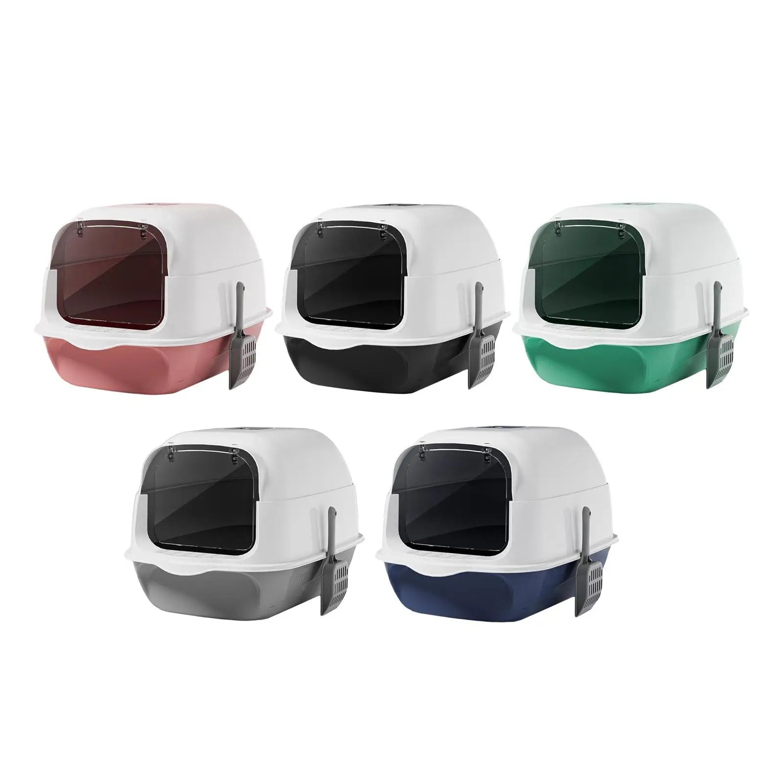 Hooded Cat Litter Box with Lid Large Capacity Cat Toilet with Front Door Flap Removable Large Reusable Sandbox Kitty Litter Tray