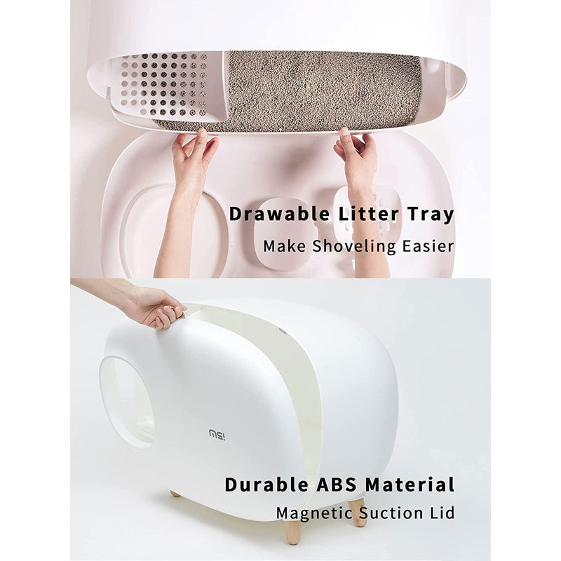 Cat Litter Box Fully-Enclosed Large Space Litter Box with Lid Prevent Sand Leakage  Isolate Odors Design for cat under 11 pounds