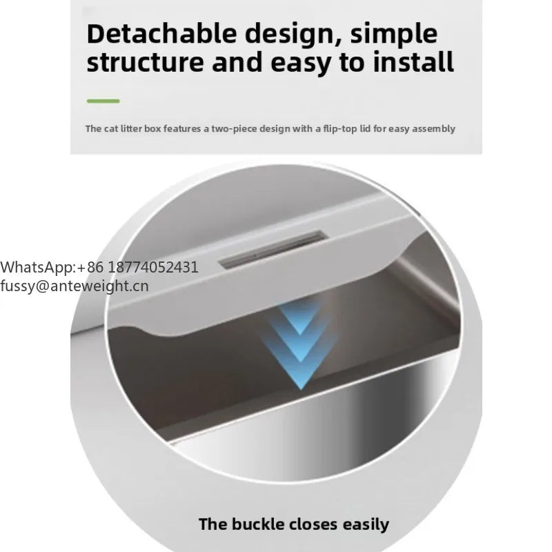 Stainless Steel Litter Box: Enclosed Top-Entry Design To Prevent Tracking & Easy To Clean Pet Cat Litter Box And Pet Supplies