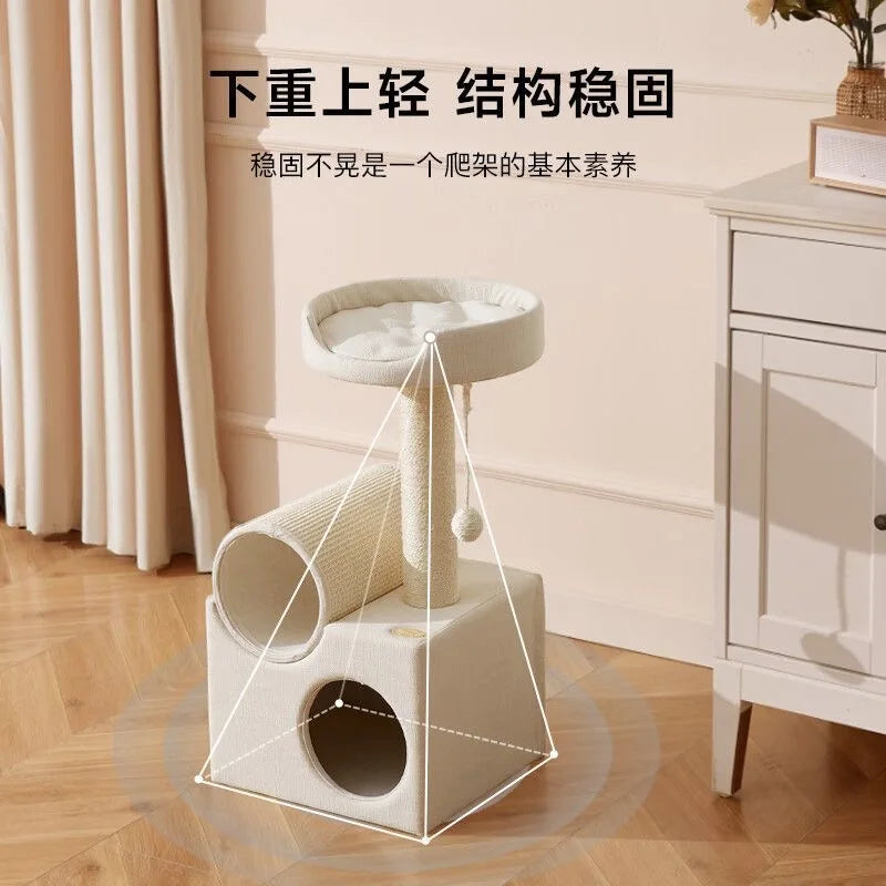 Tunnel Small Cat Climbing Frame Cat Tree Tower with Scratching Posts Condo House Pet Supplies