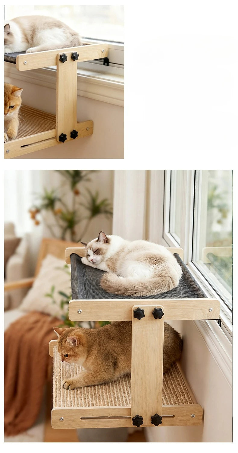 Cat Tree Double Layer Hanging Cat Hammock Scratcher All-Season Universal Pet Beds Window Perch for Cats Scratching Board