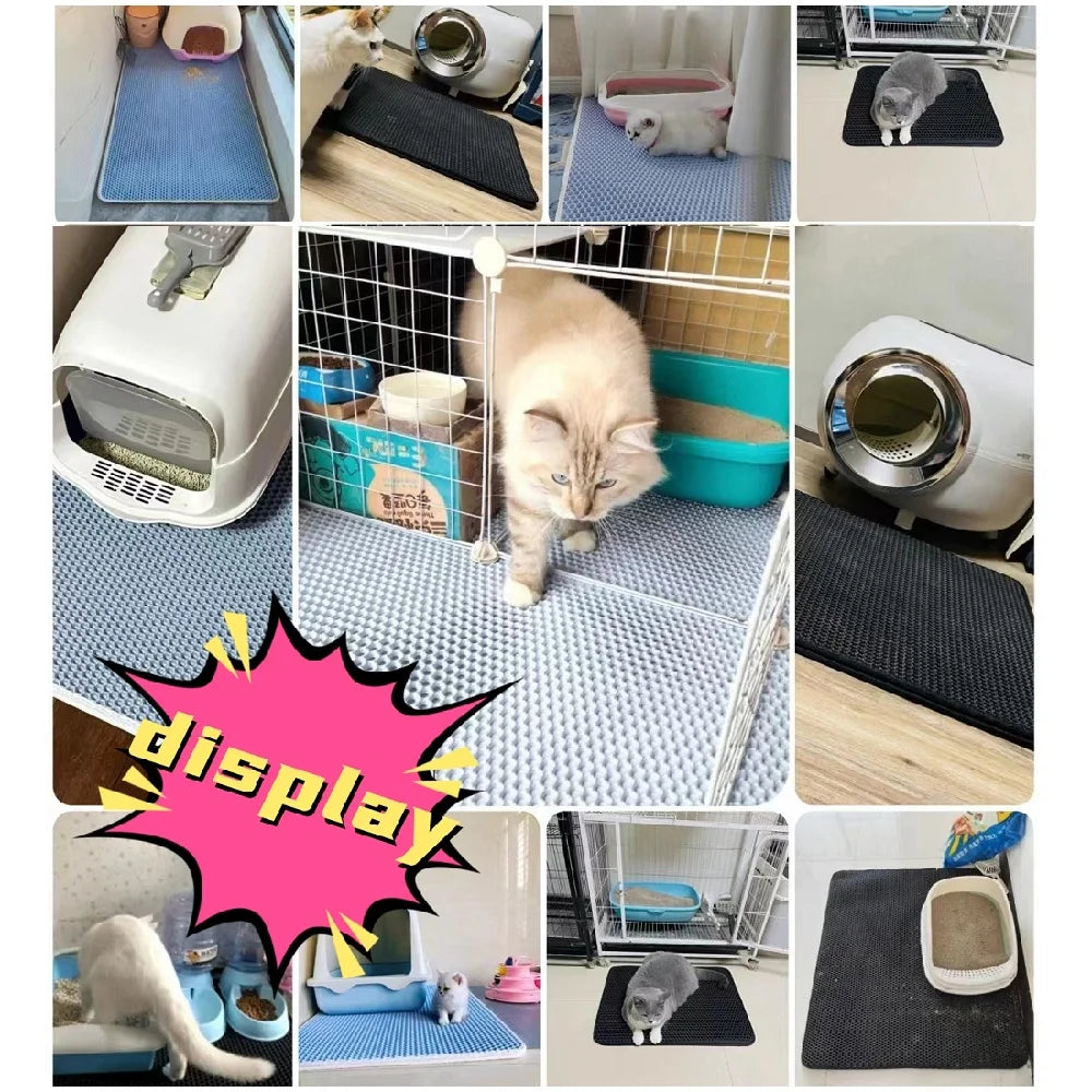 Waterproof Double Layer Cat Litter Mat Cat Litter Box Mat Cats Sand Removal Pad Bed Mat Pet Clean Pad Cat Accessories 5 Sizes