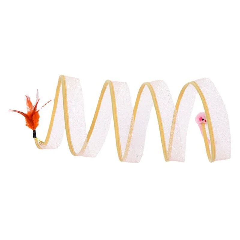 Folded Cat Tunnel S Type Cats Tunnel Spring Toy Mouse Tunnel With Balls And Crinkle Cat Outdoor Cat Toys For Kitten Interactive