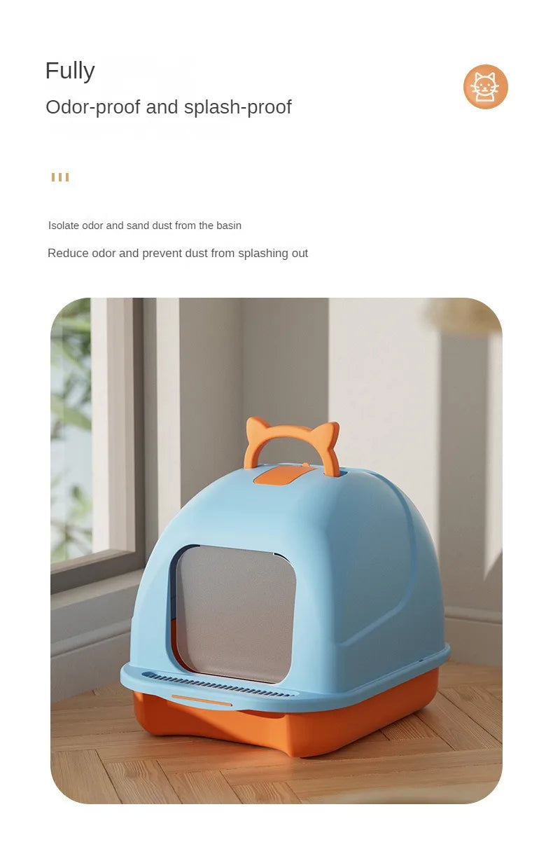 Fully Enclosed Cat Litter Box Large Cat Litter Box Anti-Splashing and Deodorizing Toilet Pet Supplies