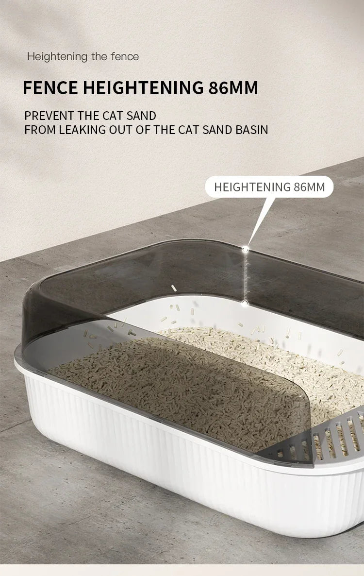 Large Capacity Cat Litter Box Semi-closed Plastic Sand Box for Cats Pet Toilet Anti Splash Cat Tray Bedpan Pet Supplies