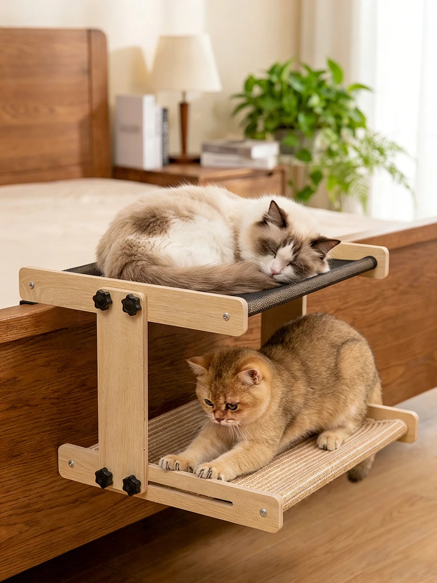 Cat Tree Double Layer Hanging Cat Hammock Scratcher All-Season Universal Pet Beds Window Perch for Cats Scratching Board