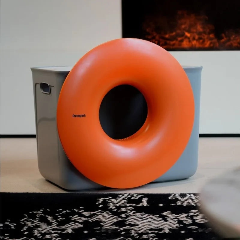 Large Cat Litter Box Semi-enclosed Doughnut Designed Prevent Spillage Deodorize Cat Toilet Pet Products Cleaning Accessories