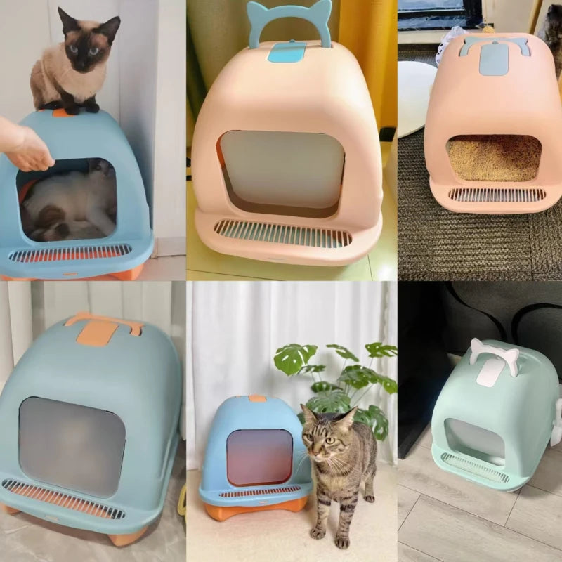 Fully Enclosed Cat Litter Box Large Cat Litter Box Anti-Splashing and Deodorizing Toilet Pet Supplies