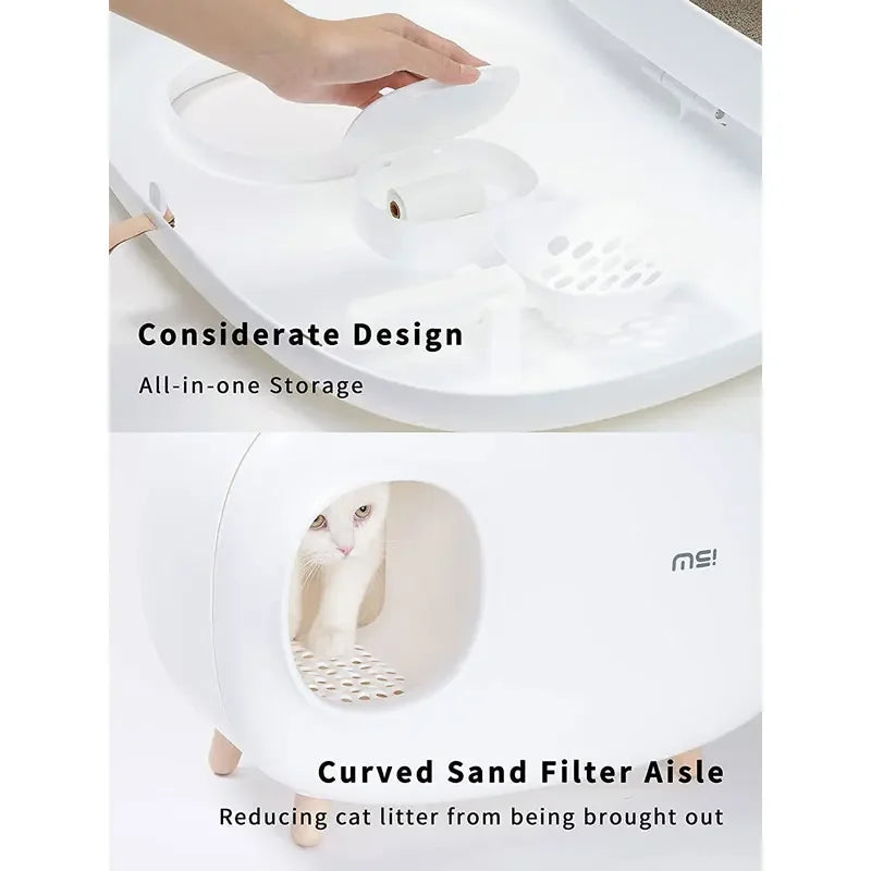 Cat Litter Box Fully-Enclosed Large Space Litter Box with Lid Prevent Sand Leakage  Isolate Odors Design for cat under 11 pounds