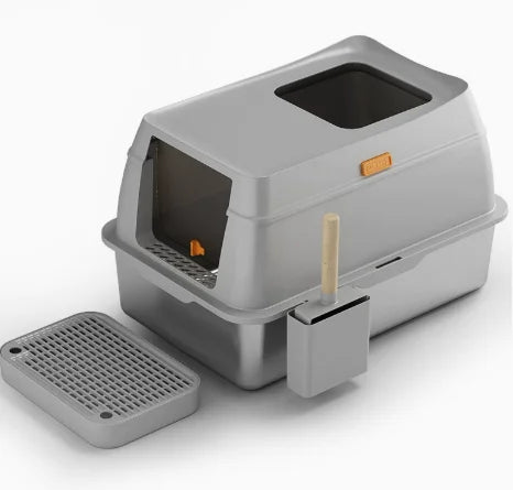Stainless Steel Litter Box: Enclosed Top-Entry Design To Prevent Tracking & Easy To Clean Pet Cat Litter Box And Pet Supplies