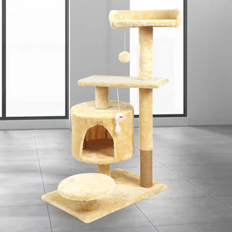 Large Cat Tree Tower with Scratching Posts & Cozy Cat Bed, Heavy Duty Climbing Frame Activity Center for Indoor Large Cats