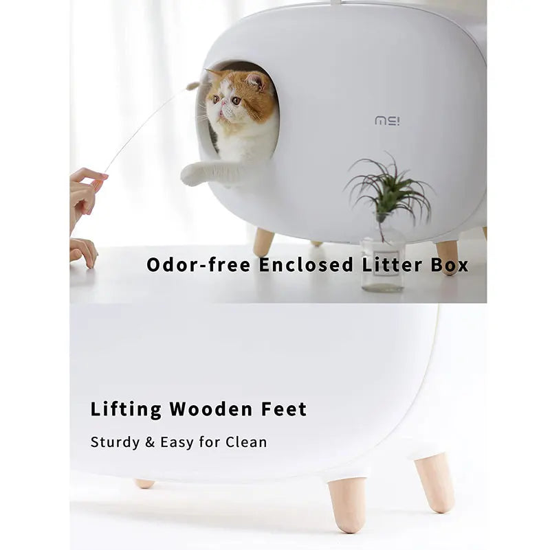 Cat Litter Box Fully-Enclosed Large Space Litter Box with Lid Prevent Sand Leakage  Isolate Odors Design for cat under 11 pounds