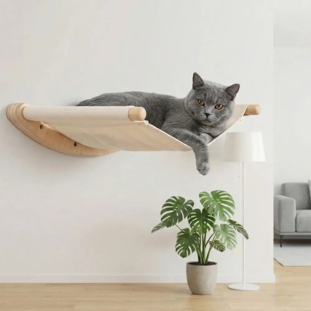 Cat Playground Wooden Cat Climbing Shelf Space Saving Wear Resistant Sisal Rope Cat Stairs with Cushion Pet Wall Steps Training