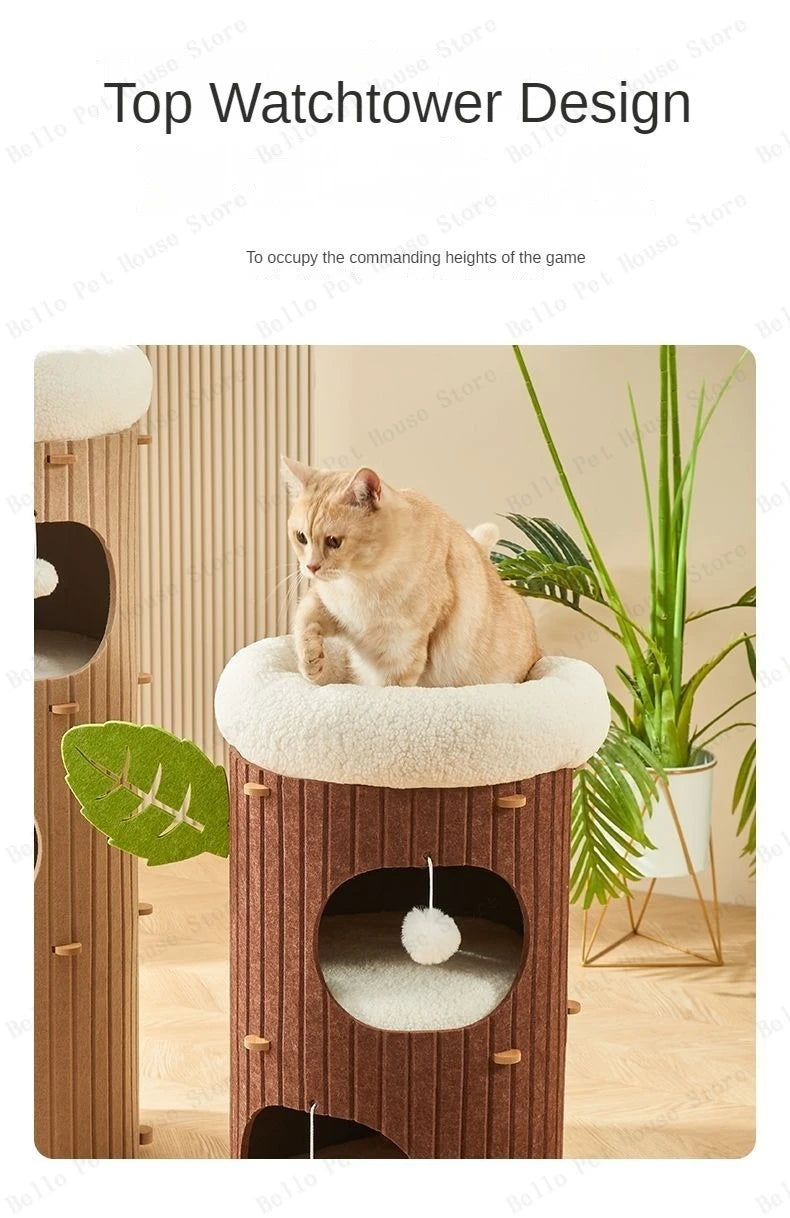 Multi-layer Felt Cat House Multi-function Tree Stump Cat House Wear-resistant Cat Scratching Board Pet Supplies Pet Furniture