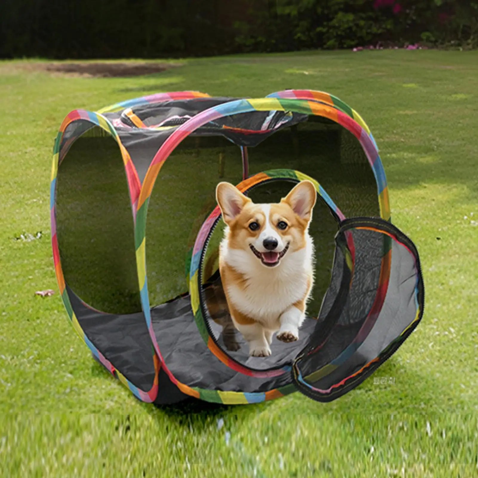 Cat Tunnel Cube Outdoor PopUp Enclosure Foldable Mesh House Pet Tent Hideaway Scratching Resting Space for Kittens Bunny Puppy