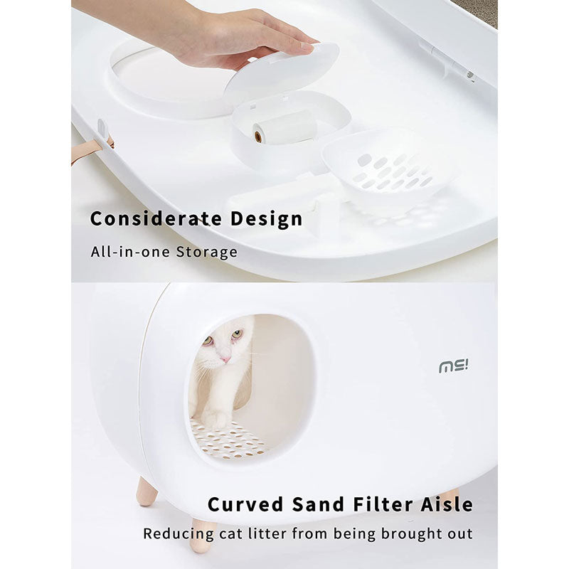 Cat Litter Box Fully-Enclosed Large Space Litter Box with Lid Prevent Sand Leakage  Isolate Odors Design for cat under 11 pounds