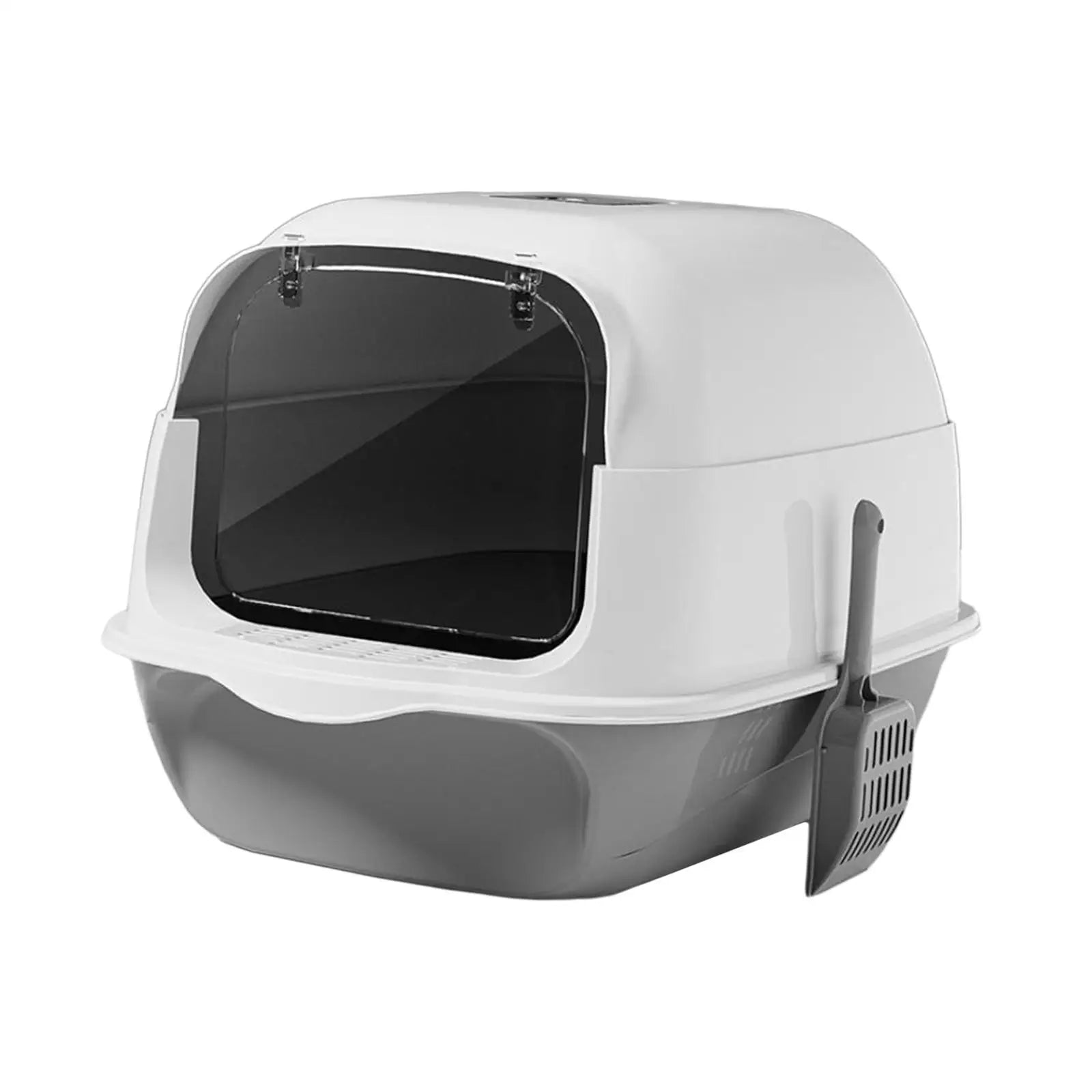 Hooded Cat Litter Box with Lid Large Capacity Cat Toilet with Front Door Flap Removable Large Reusable Sandbox Kitty Litter Tray