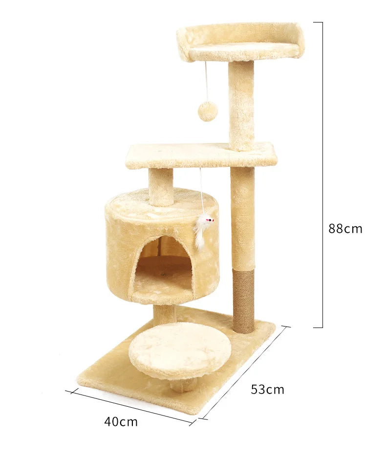 Large Cat Tree Tower with Scratching Posts & Cozy Cat Bed, Heavy Duty Climbing Frame Activity Center for Indoor Large Cats